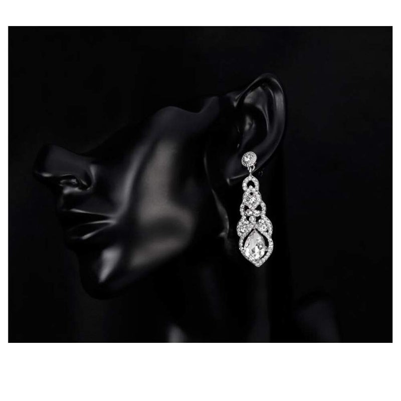 YINLI Austrian Crystal Rhinestone Bridal Wedding Dangle Earrings for Women Fashion Jewelry (Style 06) - Image 2